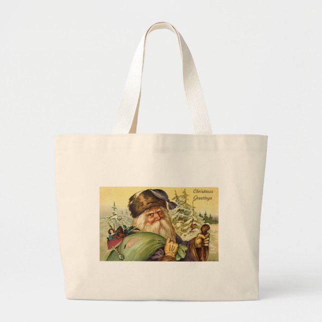 Father Christmas Large Tote Bag (Front)