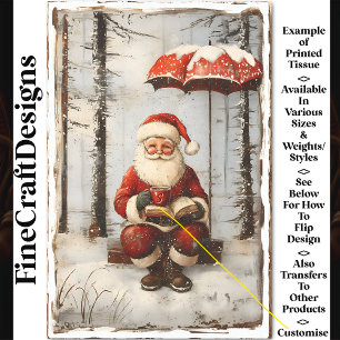 Father Christmas, Mug, Book, Custom AZ1 Decoupage Tissue Paper