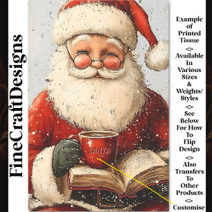 Father Christmas, Mug, Book, Custom AZ3 Decoupage Tissue Paper
