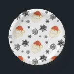 Father Christmas Santa Claus Snow Illustration Paper Plate<br><div class="desc">Minimalist Santa Claus illustration in elegant faux gold and red colours with black snowflakes.</div>
