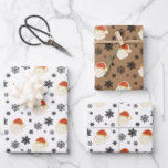 Father Christmas Santa Claus Snow Illustration    Wrapping Paper Sheet<br><div class="desc">Minimalist Santa Claus illustration in elegant faux gold and red colours with black snowflakes.</div>