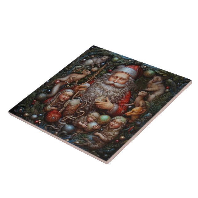 Father Christmas Santa Claus Spanish Teracota Tile (Side)