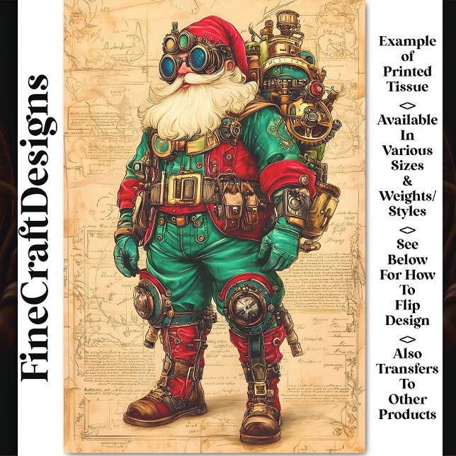 Father Christmas Steampunk Vibe BL6 Decoupage Tissue Paper (Creator Uploaded)