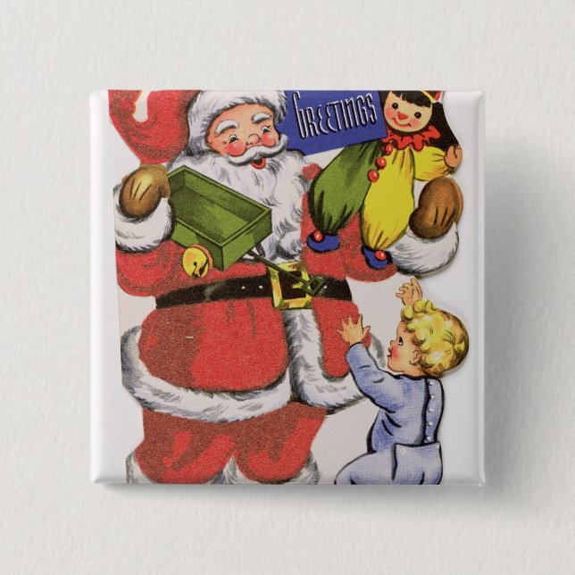 Father Christmas, Victorian Christmas card 15 Cm Square Badge (Front)