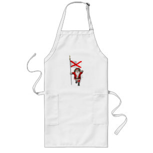 Father Christmas With Flag Of Alabama Long Apron