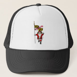 Father Christmas With Flag Of Maryland Trucker Hat
