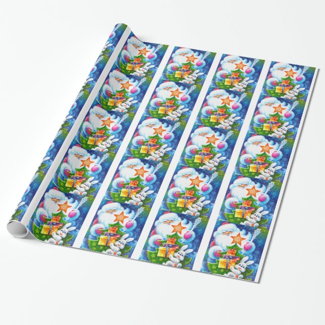 Father Christmas Wrapping Paper (Unrolled)