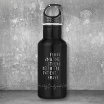 Father Crossword Modern Dad kids names script 532 Ml Water Bottle<br><div class="desc">Urban and modern Father definition in crossword puzzle style with words that define a father in minimalist white typography and handwritten script with personalised message. "Father" is hidden in these loving words of appreciation: Funny, Amazing, Strong, Insightful, Patient and Brave. Below you can write a personalised message for dad, like...</div>
