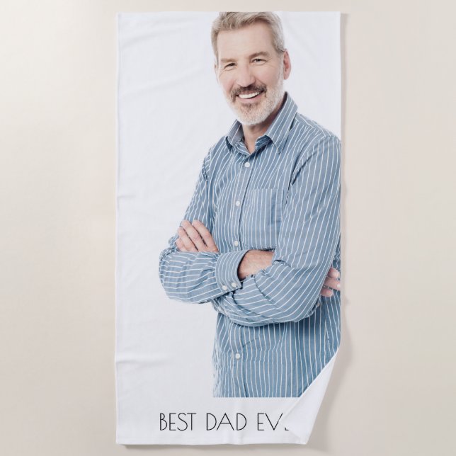 Father custom photo beach towel (Front)