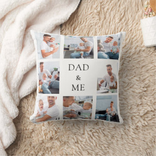 Father dad baby child photo collage white cushion