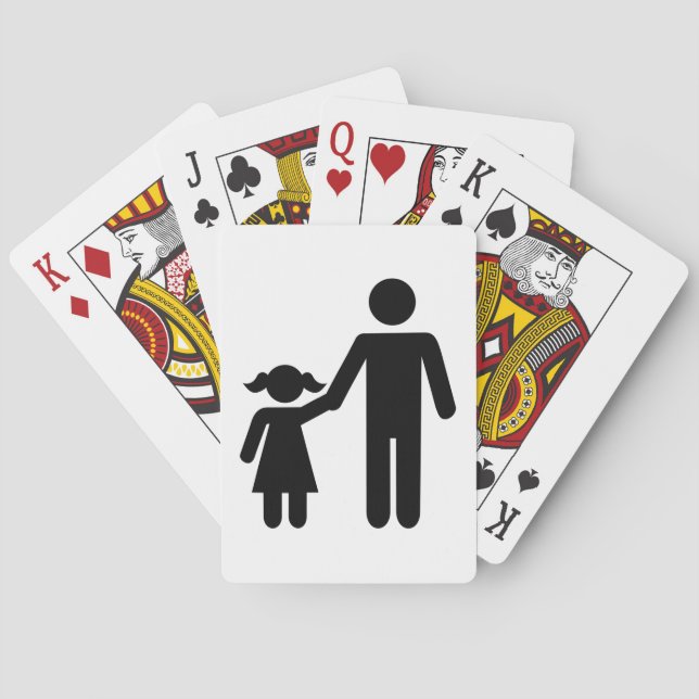Father dad daughter girl playing cards (Back)