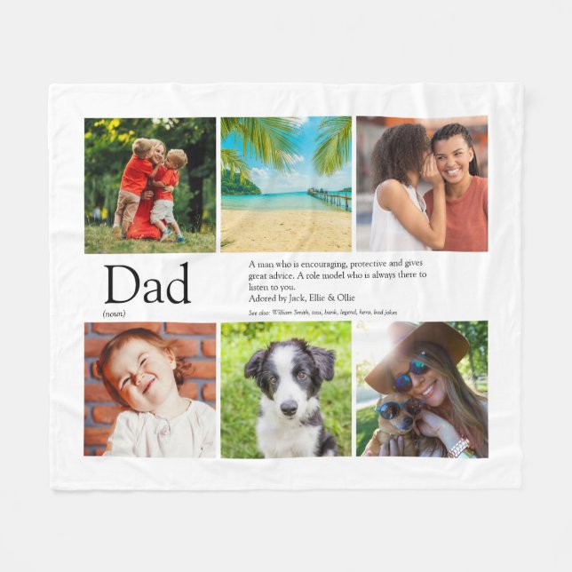 Father Dad Definition Photo Collage Fleece Blanket (Front (Horizontal))