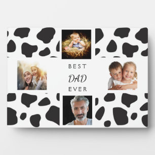 Father dad photo collage cow black white plaque