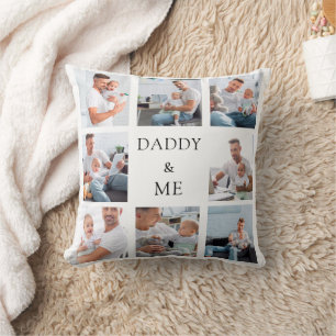 Father daddy baby photo collage white cushion