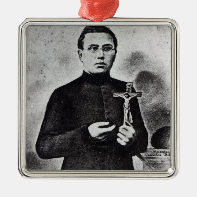 Father Damien Metal Tree Decoration (Front)
