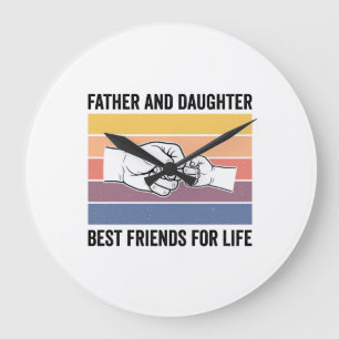 Father Daughter Best Friends for Life Vintage Desi Large Clock