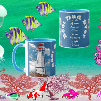 Father Daughter Bond Lighthouse Best Dad Ever Blue Mug