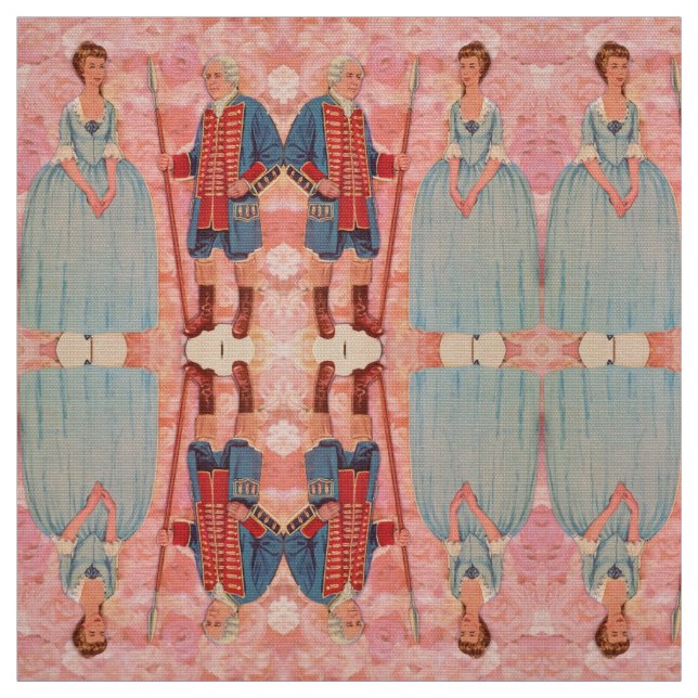 Father & Daughter Colonial Paper Doll Fabric (Swatch)