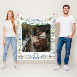 Father Daughter Custom Photo Wildflower Dad Fleece Blanket