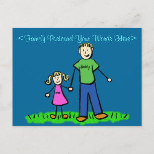 Father Daughter Family Custom Art Postcard
