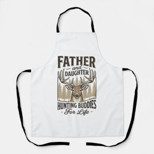 Father Daughter Hunting Buddies Deer Shirt Design_ Apron