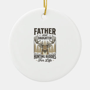 Father Daughter Hunting Buddies Deer Shirt Design_ Ceramic Tree Decoration