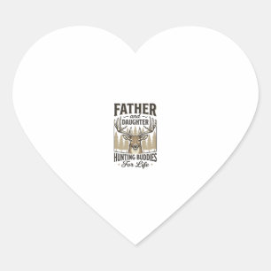 Father Daughter Hunting Buddies Deer Shirt Design_ Heart Sticker
