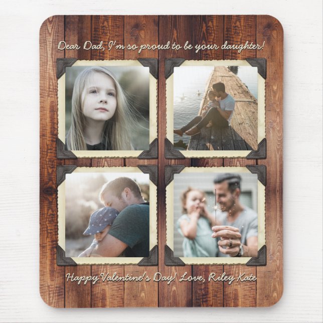 Father Daughter Personalised Instagram Photo Grid Mouse Pad (Front)