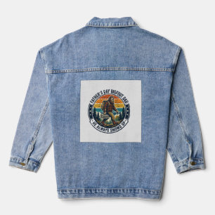 Father Day Bigfoot Dad Shirt Funny Forest Legend D Denim Jacket