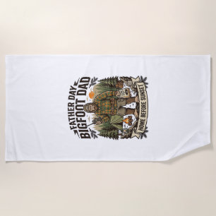 Father Day Bigfoot Dad Shirt Woodland Papa Retro G Beach Towel
