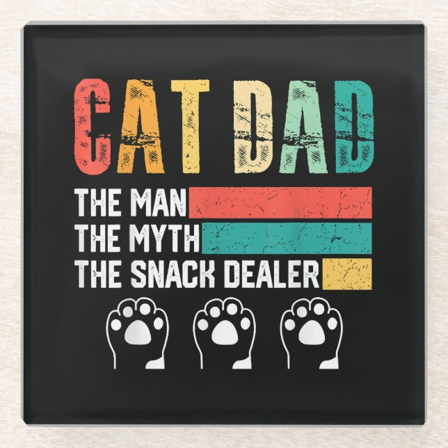 Father Day Cat Dad Glass Coaster (Front)