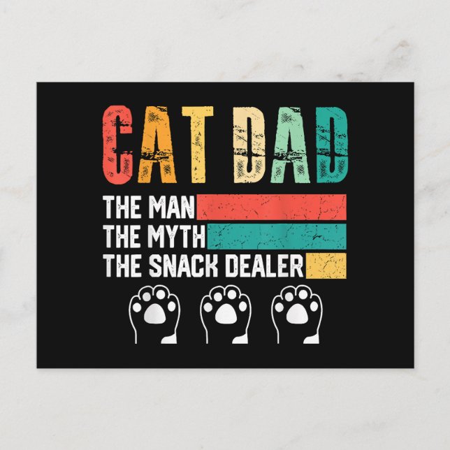 Father Day Cat Dad Holiday Postcard (Front)