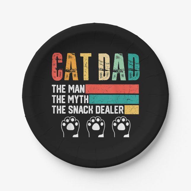 Father Day Cat Dad Paper Plate (Front)