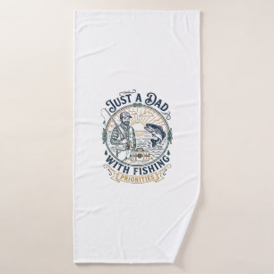 Father Day Fishing Dad Shirt Just A Dad With Fishi Bath Towel