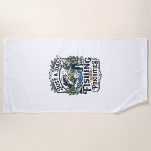 Father Day Fishing Dad Shirt Just A Dad With Fishi Beach Towel
