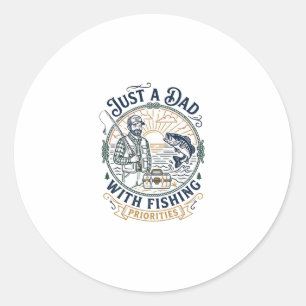 Father Day Fishing Dad Shirt Just A Dad With Fishi Classic Round Sticker