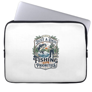 Father Day Fishing Dad Shirt Just A Dad With Fishi Laptop Sleeve