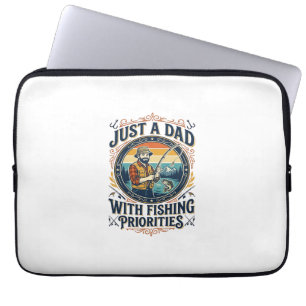 Father Day Fishing Dad Shirt Just A Dad With Fishi Laptop Sleeve