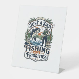 Father Day Fishing Dad Shirt Just A Dad With Fishi Pedestal Sign