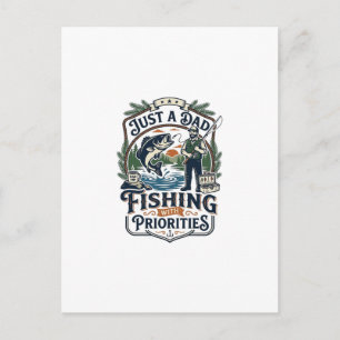Father Day Fishing Dad Shirt Just A Dad With Fishi Postcard