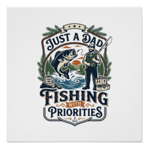 Father Day Fishing Dad Shirt Just A Dad With Fishi Poster