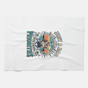 Father Day Fishing Dad Shirt Just A Dad With Fishi Tea Towel