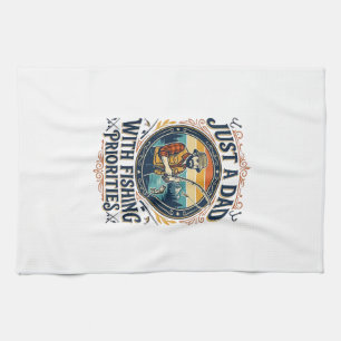 Father Day Fishing Dad Shirt Just A Dad With Fishi Tea Towel