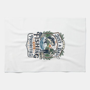 Father Day Fishing Dad Shirt Just A Dad With Fishi Tea Towel