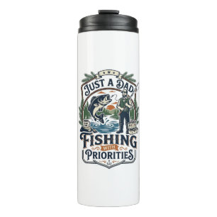Father Day Fishing Dad Shirt Just A Dad With Fishi Thermal Tumbler