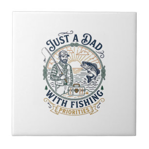 Father Day Fishing Dad Shirt Just A Dad With Fishi Tile