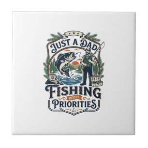 Father Day Fishing Dad Shirt Just A Dad With Fishi Tile