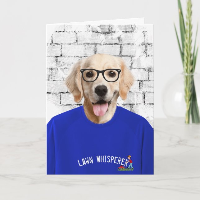 Father' Day golden retriever in t-shirt Card (Front)