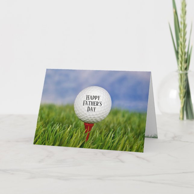 Father' Day golf ball on tee Card (Front)