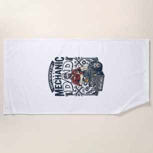 Father Day Mechanic Dad Shirt Funny Working Dad Gi Beach Towel